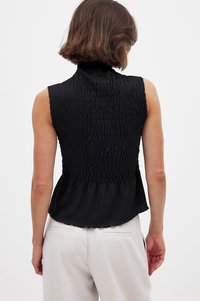 Sleeveless Smock Top Checkered Product Image