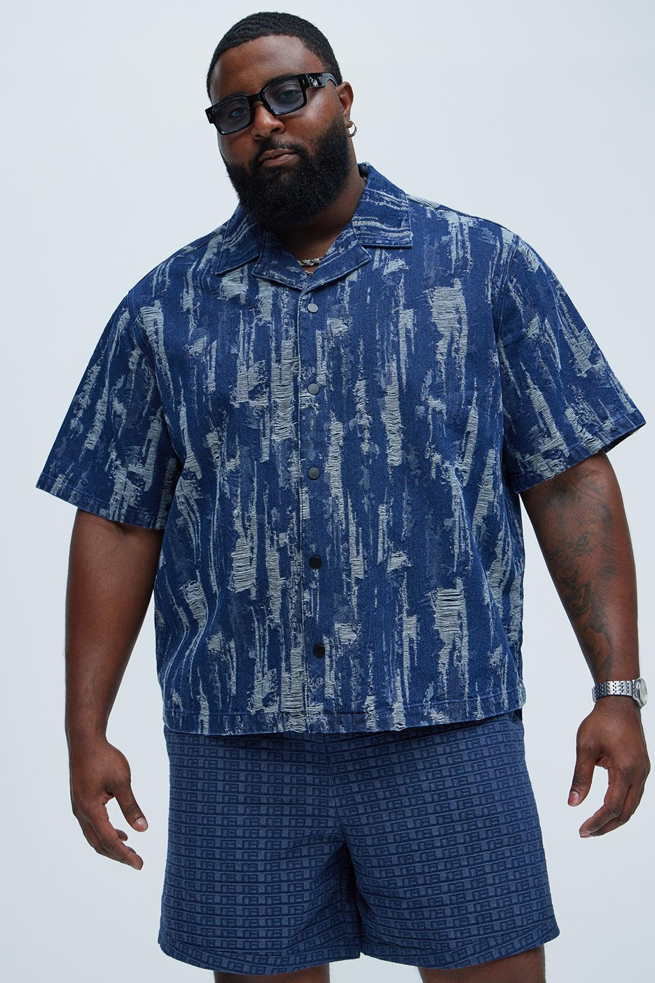De Soto Jacquard Denim Shirt - Blue Wash Product Image