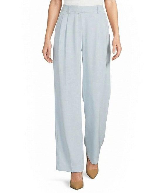 Gibson & Latimer Perfect Fit Woven High Rise Pleated Front Coordinating Suiting Wide Leg Trousers Product Image
