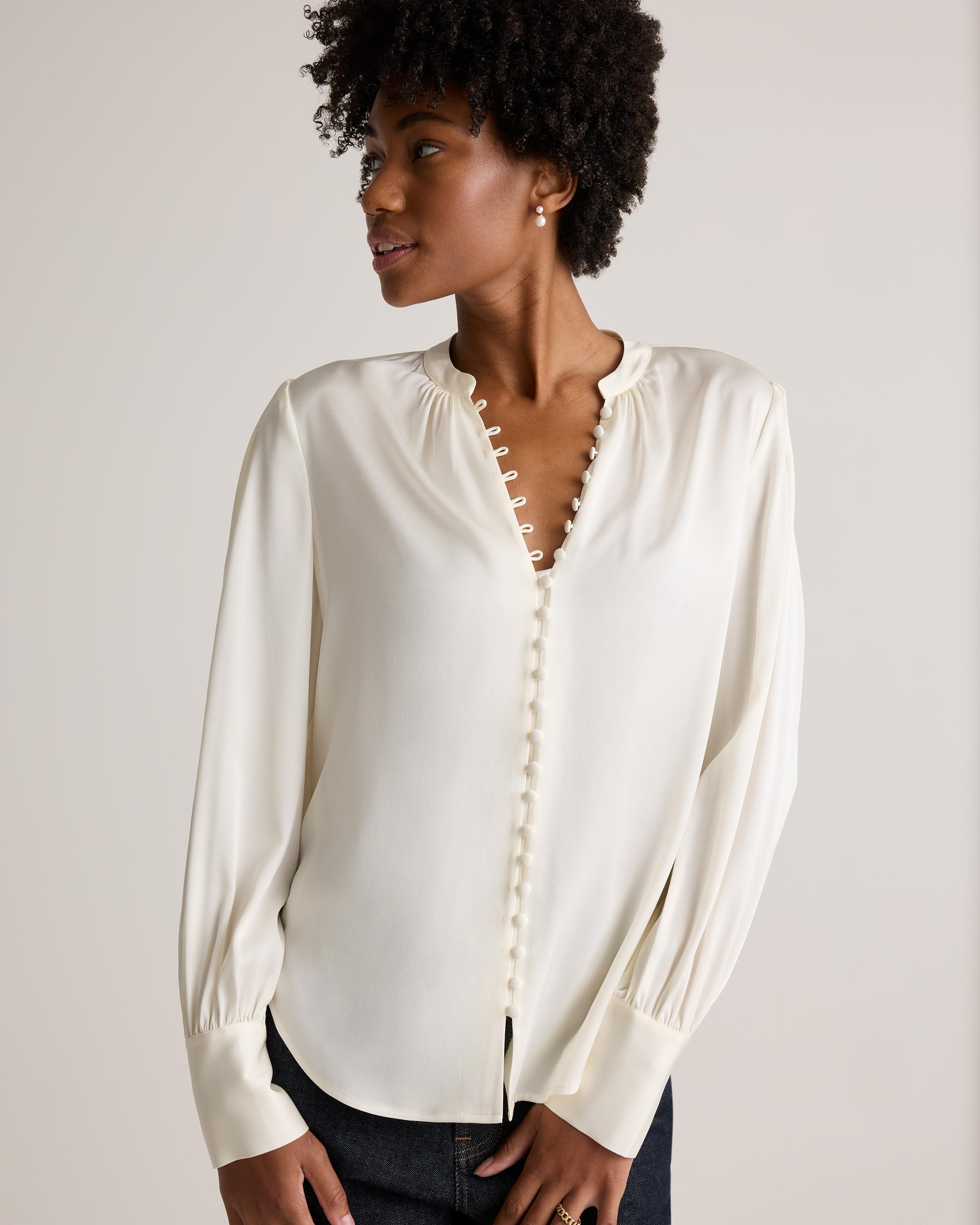Quince | Women's Washable Stretch Silk Peasant Blouse Product Image
