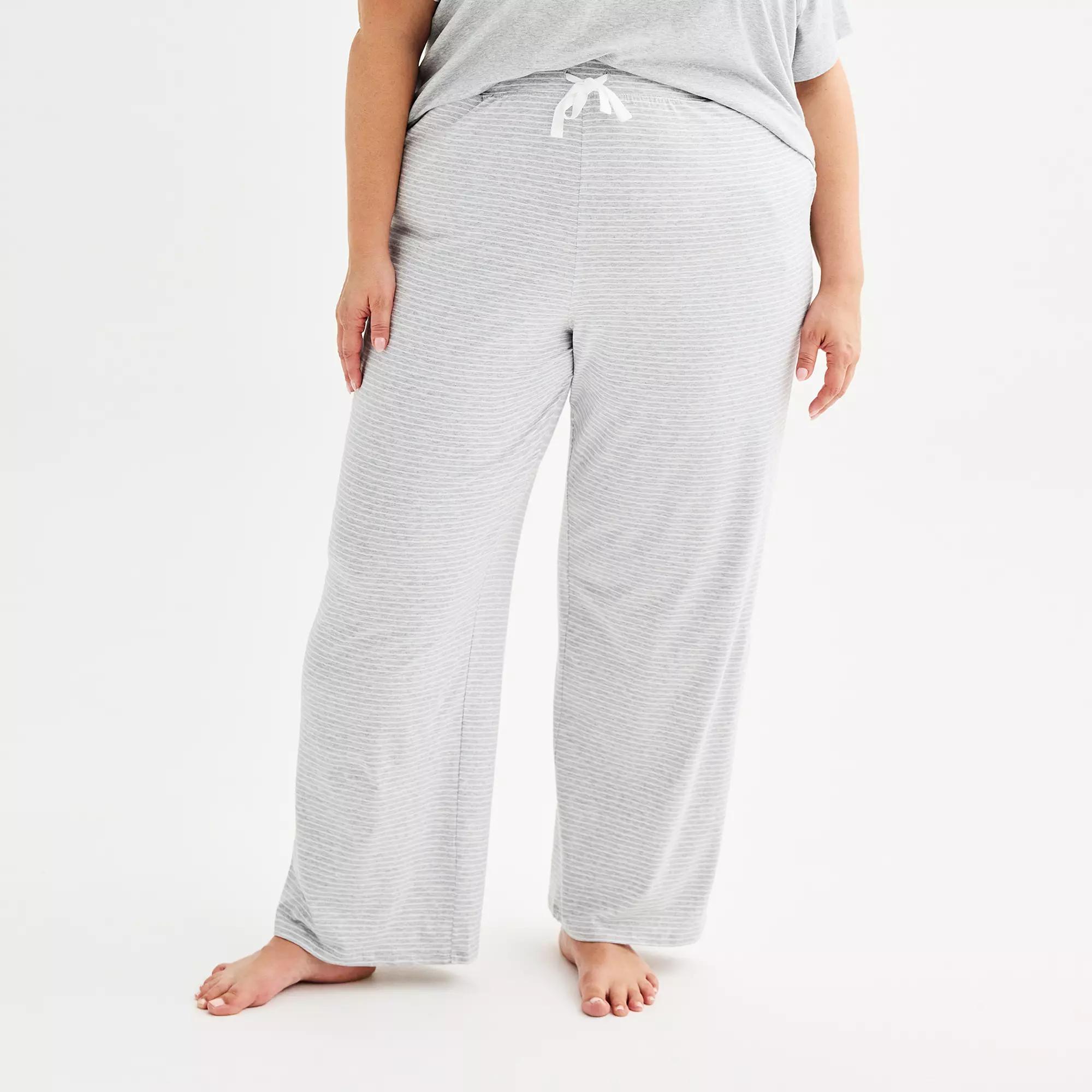 Plus Size Sonoma Goods For Life Cotton Modal Open Hem Sleep Pants, Womens Medium Cumulus Grey Product Image