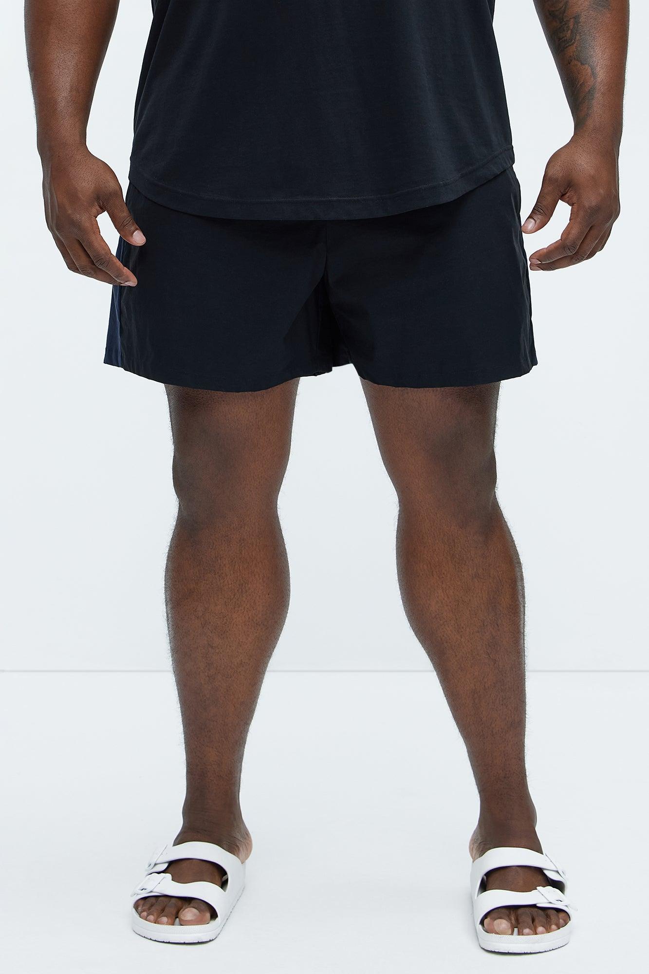 Contrast On The Side Swim Mid Trunk - Black/combo Product Image