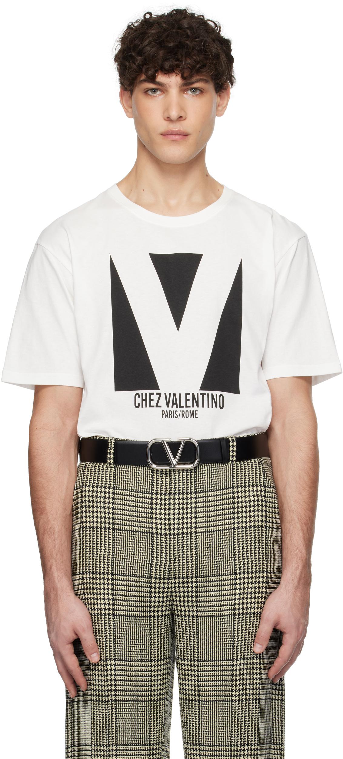 VALENTINO Mens Avorio Logo-print Crew-neck Cotton-jersey T-shirt Product Image