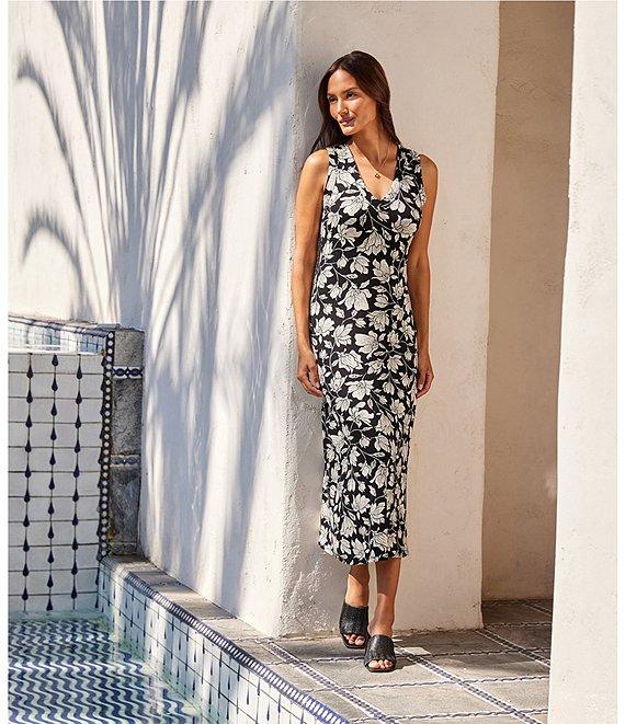 Karen Kane Petite Size Floral V-Neck Sleeveless Midi Sheath Dress Product Image