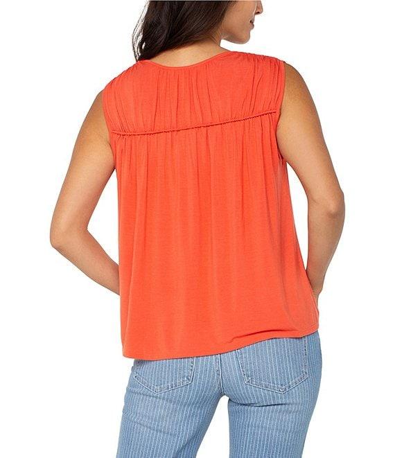 Liverpool Los Angeles Jersey Knit V-Neck Sleeveless Top Product Image