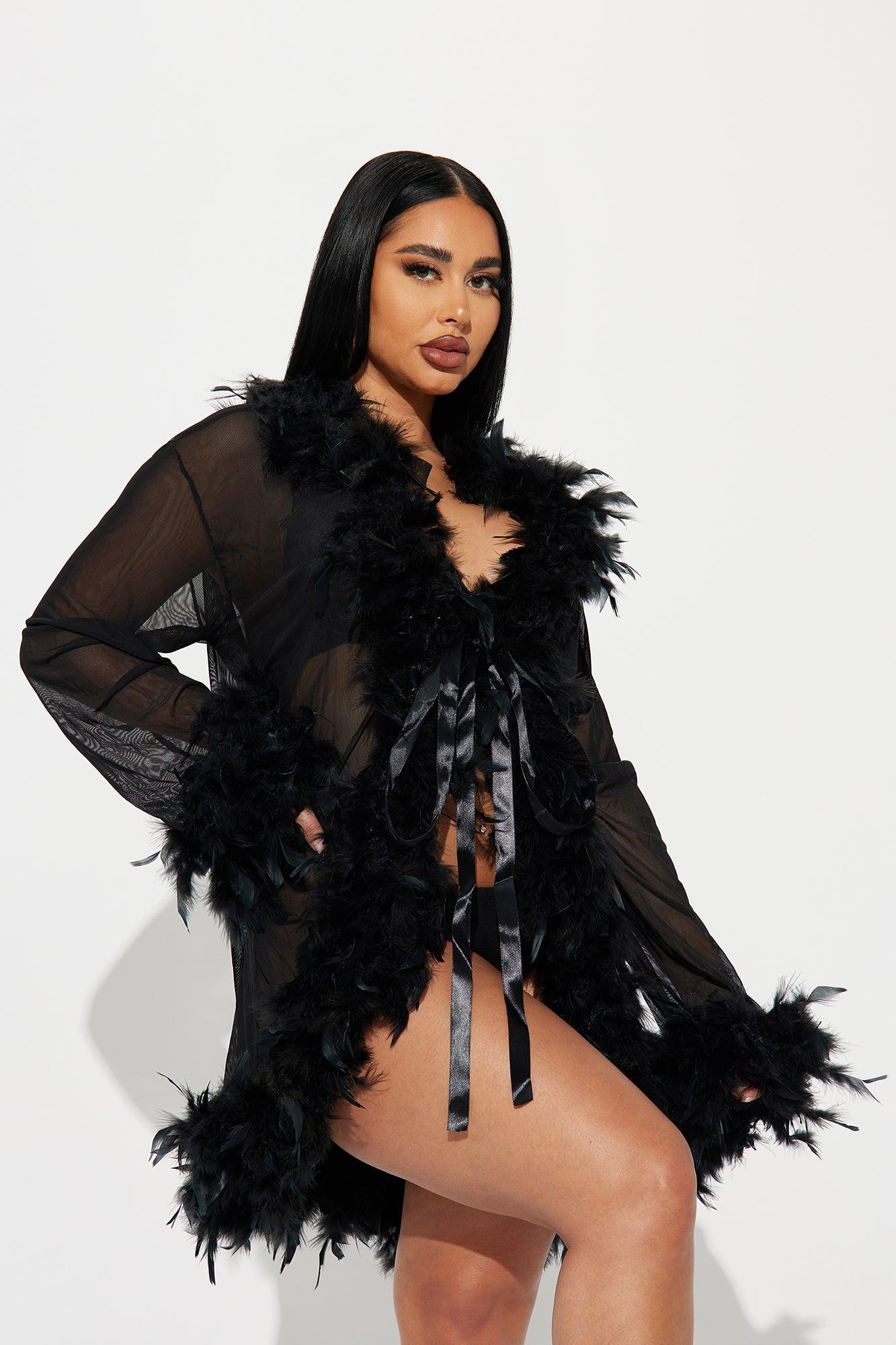 Light As A Feather Mesh Robe - Black Product Image
