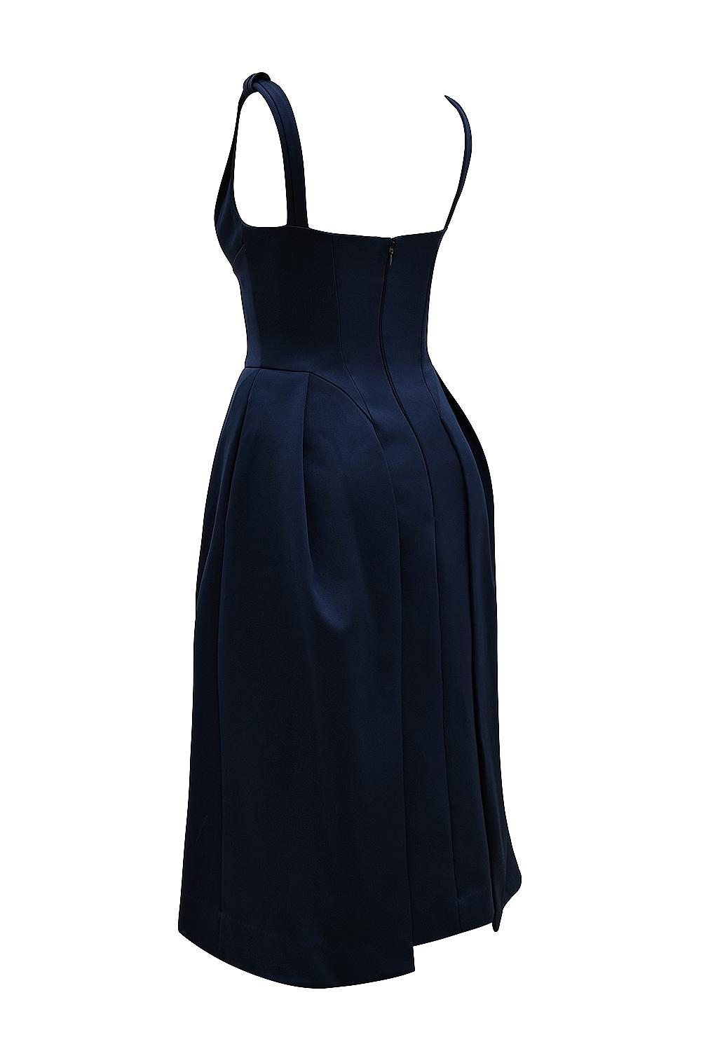 Paloma  midnight twist strap satin midi dress - sale Product Image