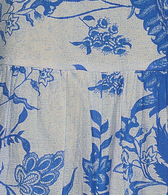 Ro's Garden Romy Printed Point Collar V-Neck 3/4 Sleeve Mini Dress Product Image