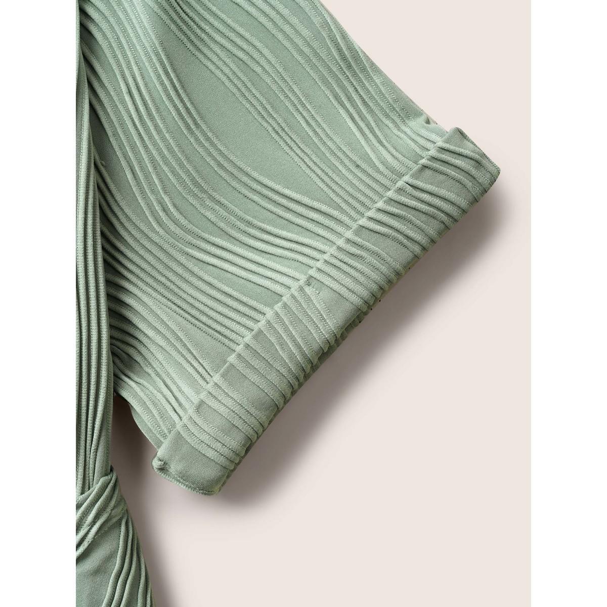 Plus Size Round Neck Pit Strip Tie Knot Dress Palemauve Women Casual Tie knot Round Neck Short sleeve Curvy BloomChic 12/L Product Image