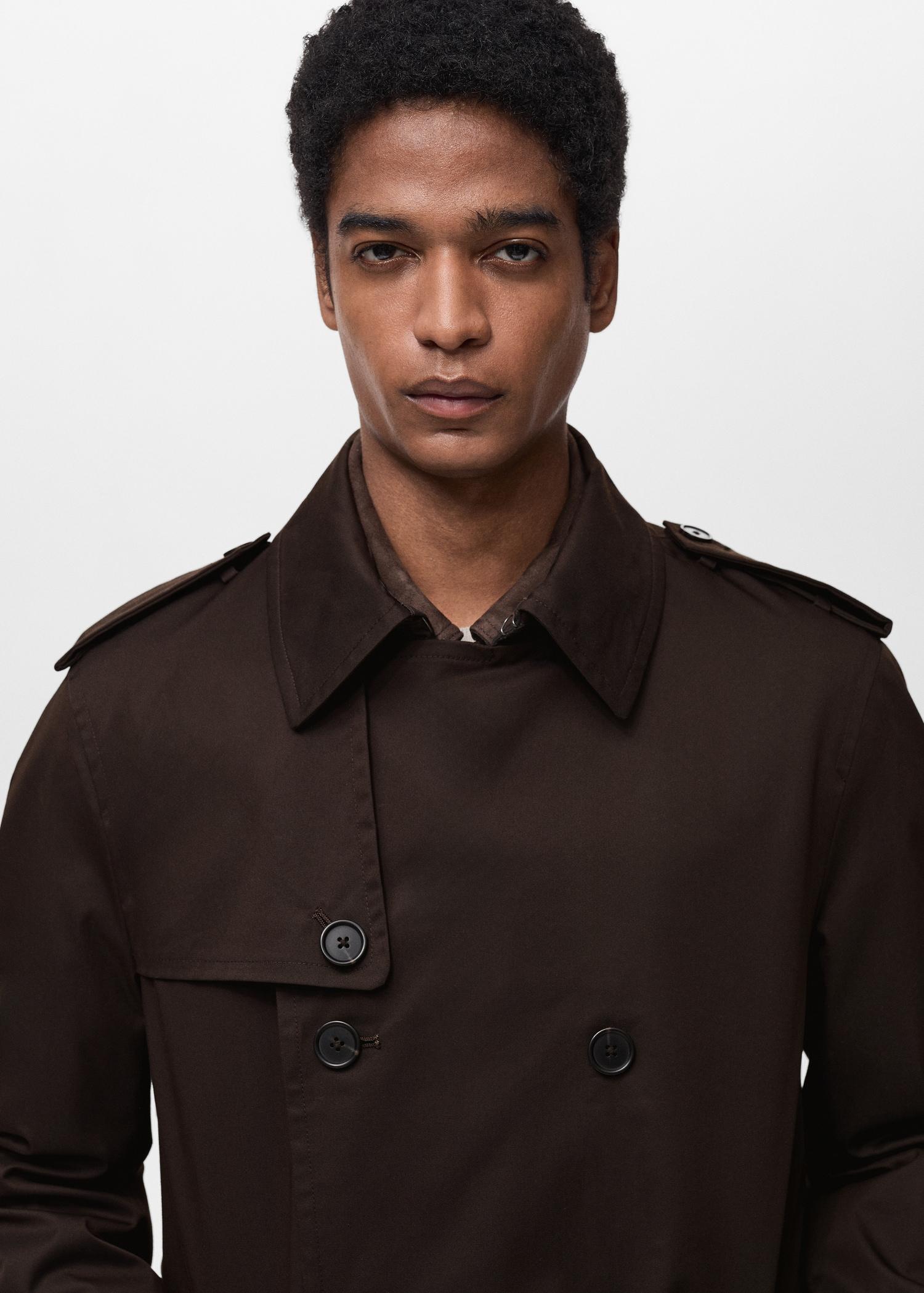 Water-repellent belted trench coat - Men | MANGO USA Product Image