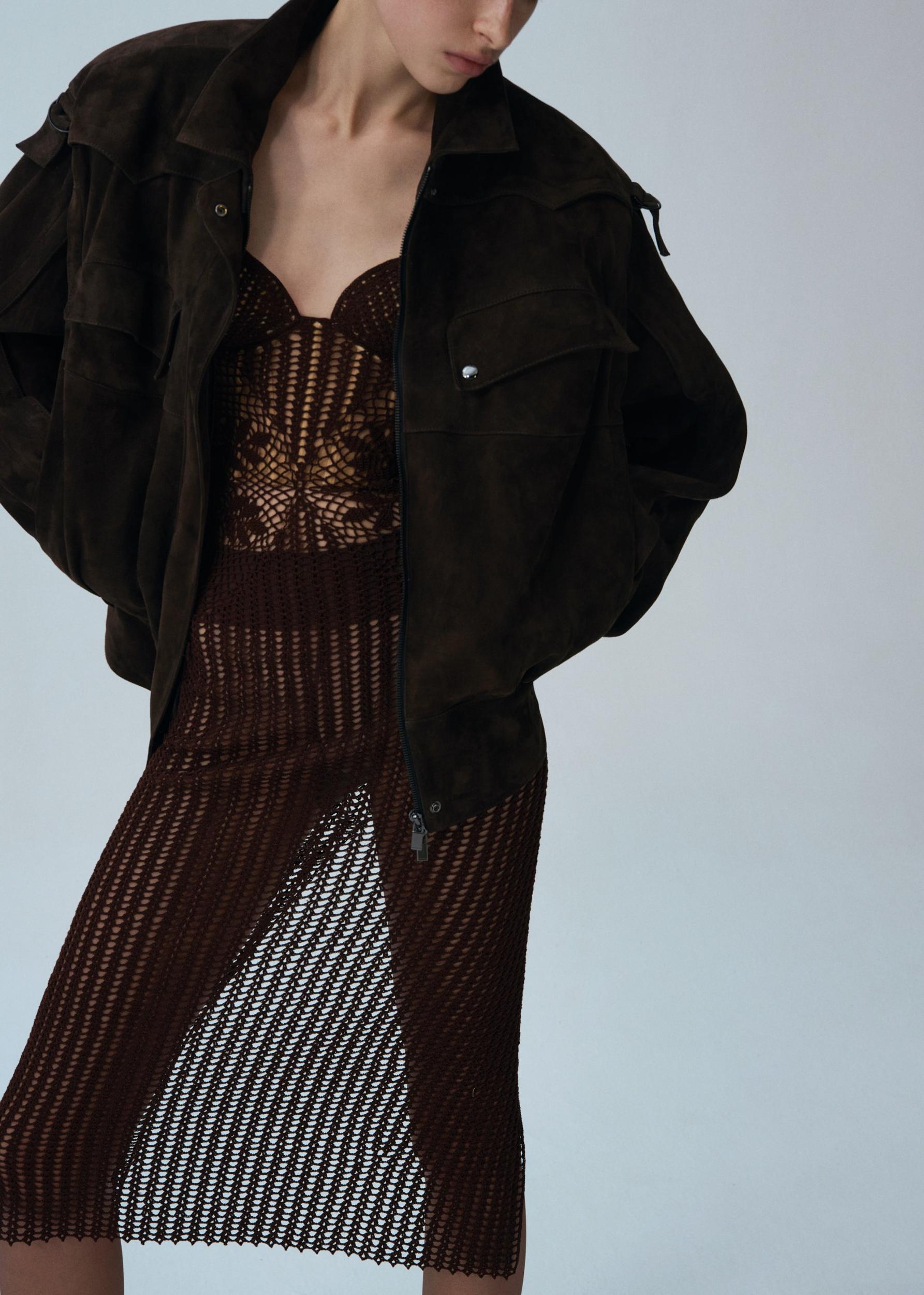 Cargo jacket in brown suede Product Image