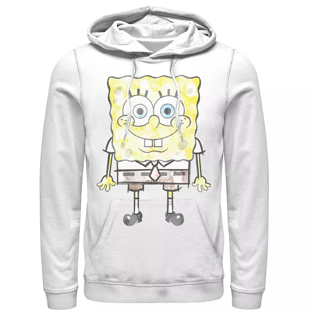 Men's Spongebob SquarePants Faded Portrait Hoodie, Size: Medium, White Product Image