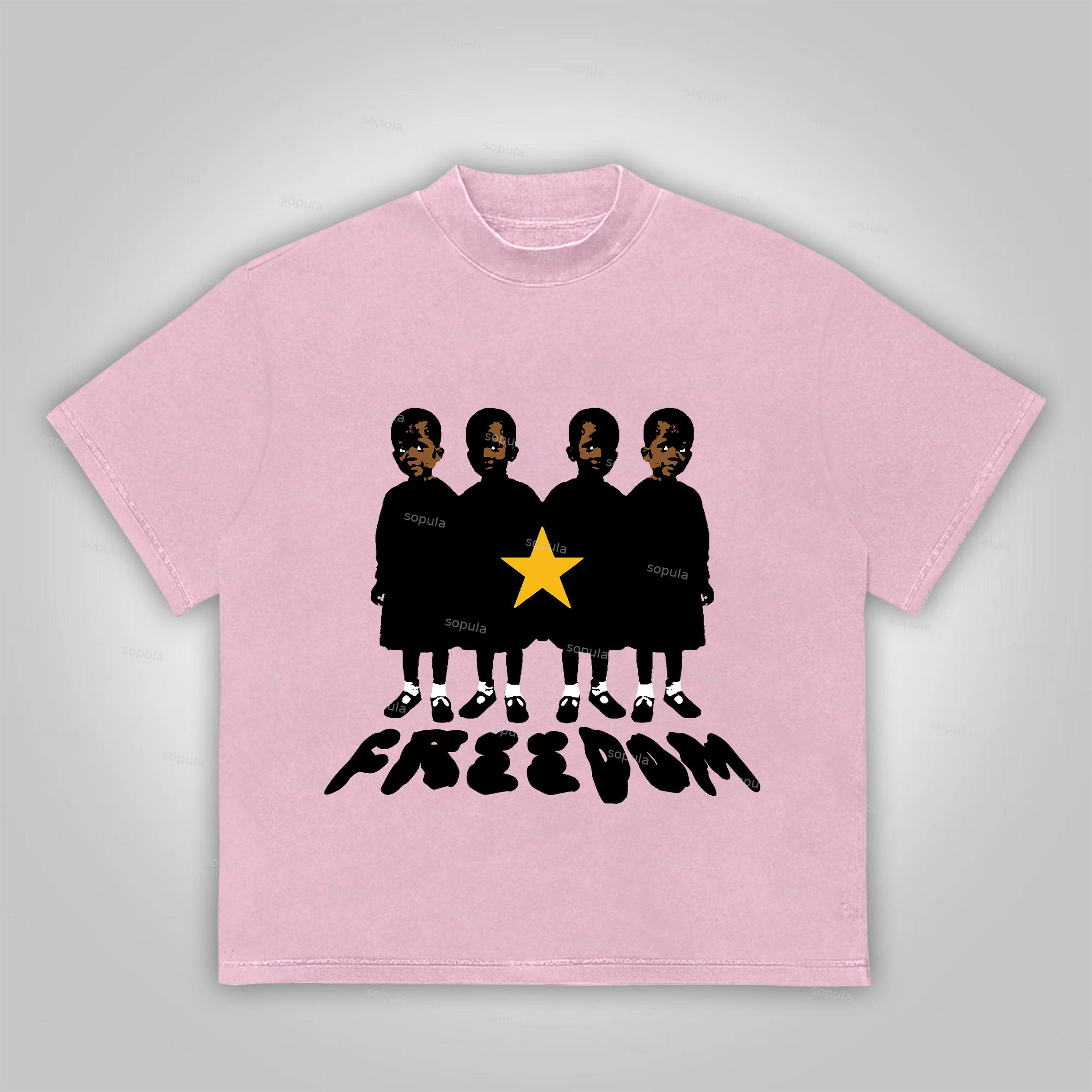 Sopula Freedom Vintage Graphic Print Cotton T-Shirt Product Image