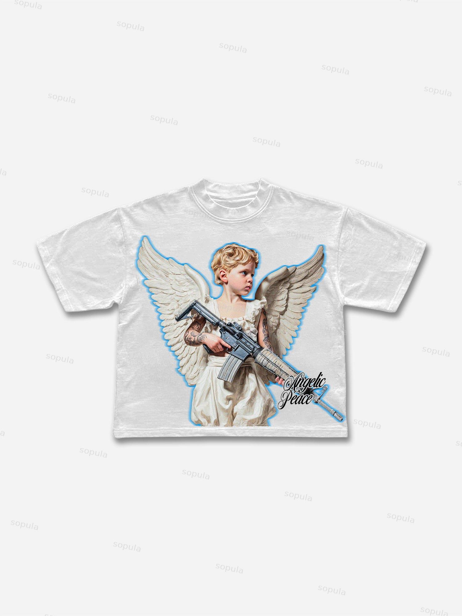 Anti-war Angel Graphic Cropped T-shirt Product Image