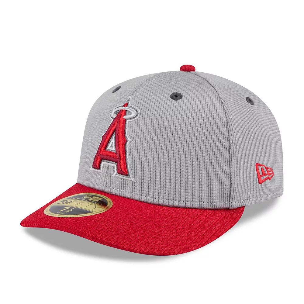 Men's New Era  Gray/Red Los Angeles Angels 2025 Batting Practice Low Profile 59FIFTY Fitted Hat, Size: 6 7/8, Grey Product Image