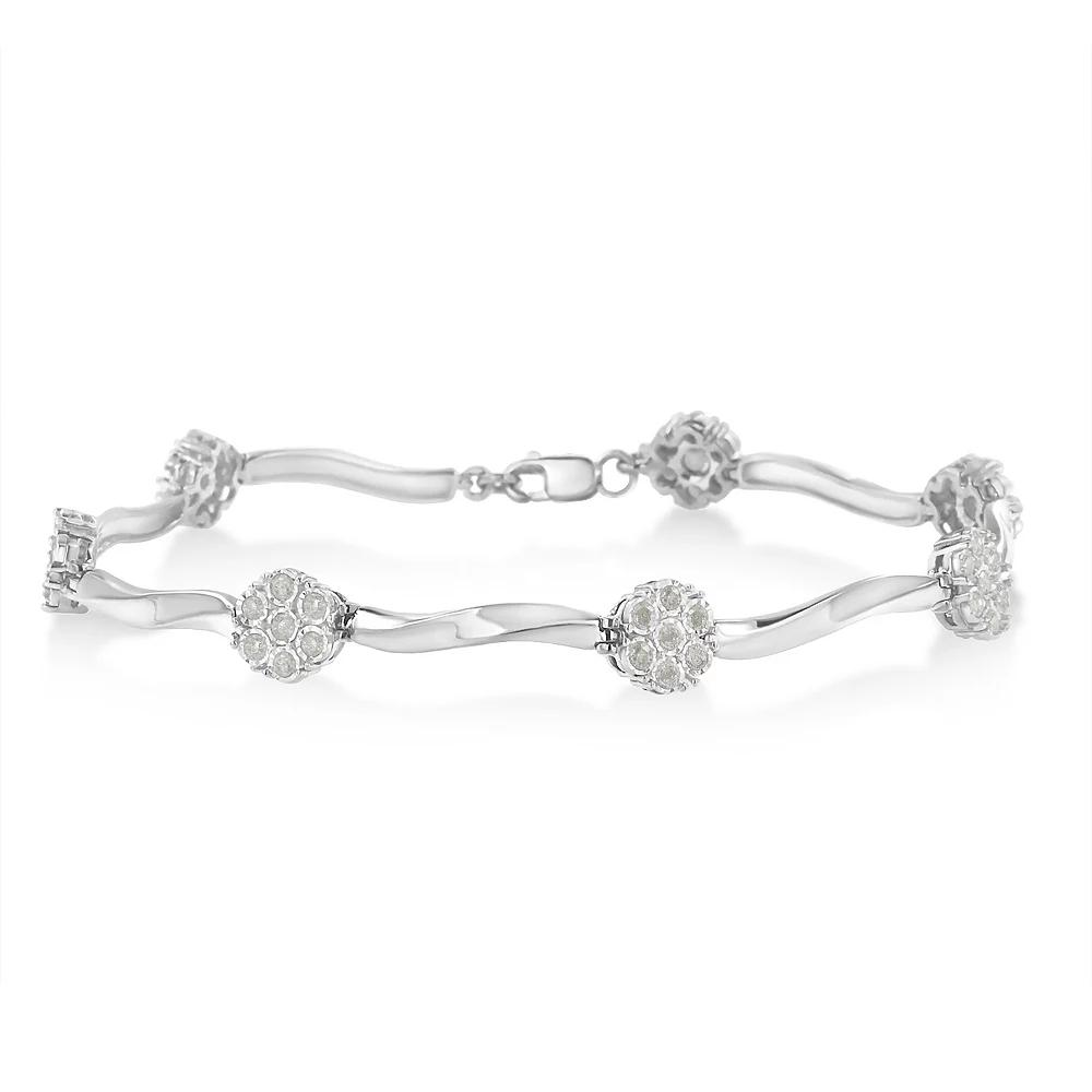Haus of Brilliance Sterling Silver 1/4 Carat T.W. Diamond Twisted Bar Tennis Bracelet, Women's, Size: 7" Product Image