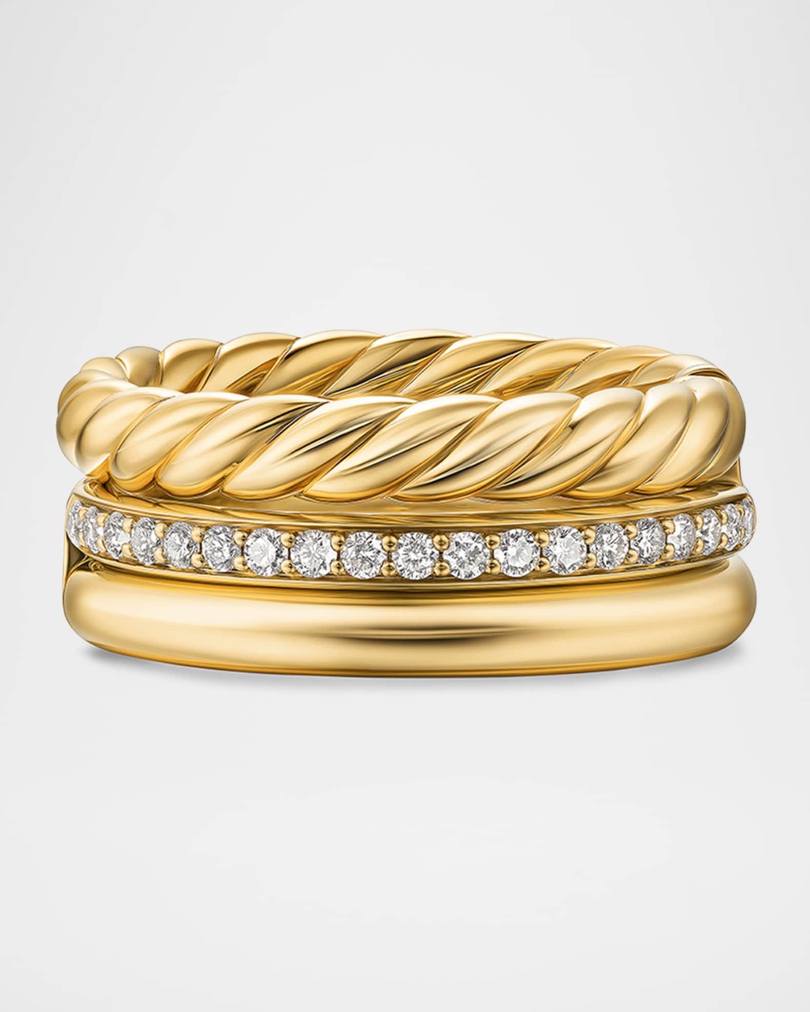 DY Mercer 3 Row Ring with Diamonds in 18K Gold, 9mm Product Image