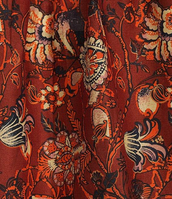 A Loves A Floral Print Woven Ruffled Platter Collar Long Balloon Sleeve Coordinating Button Front Blouse Product Image