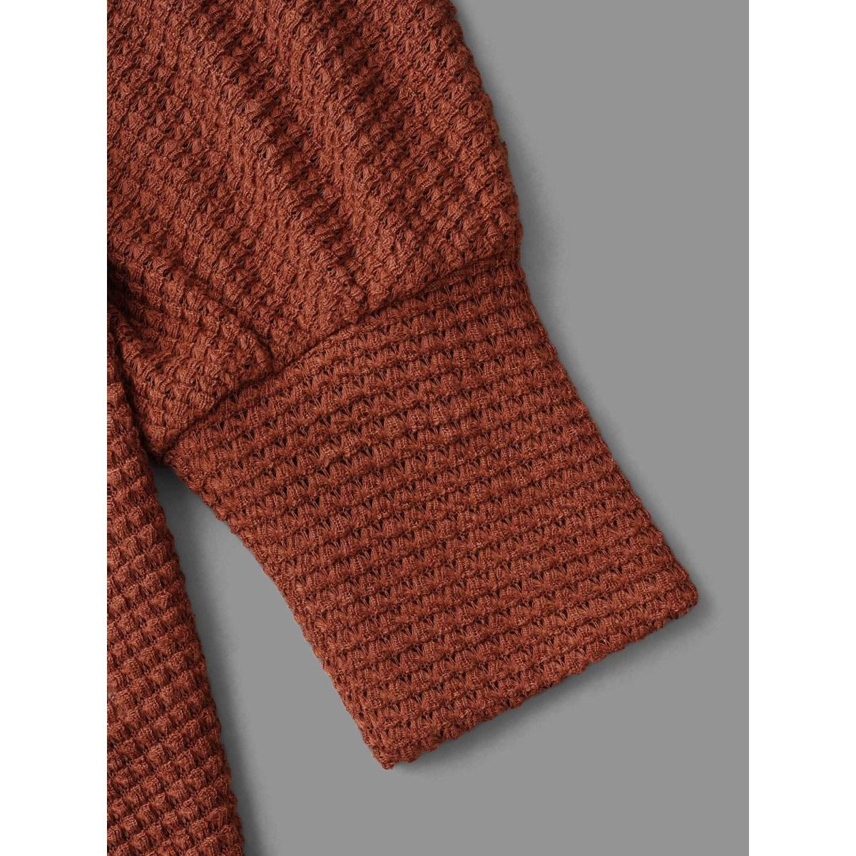 Plus Size Textured Curved Hem Lantern Sleeve Cardigan Women Russet Casual Texture Loose Everyday Kimonos BloomChic 18-20/2X Product Image