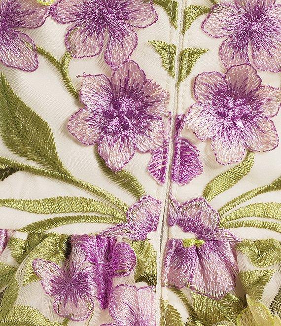 Muse by Marchesa Florian Floral Novelty Embroidered Strapless Neck Sleeveless Coordinating Peplum Top Product Image