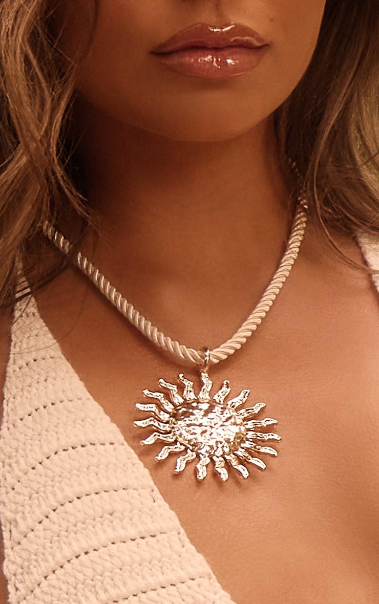 Gold Rope Twist Sun Statement Necklace Product Image