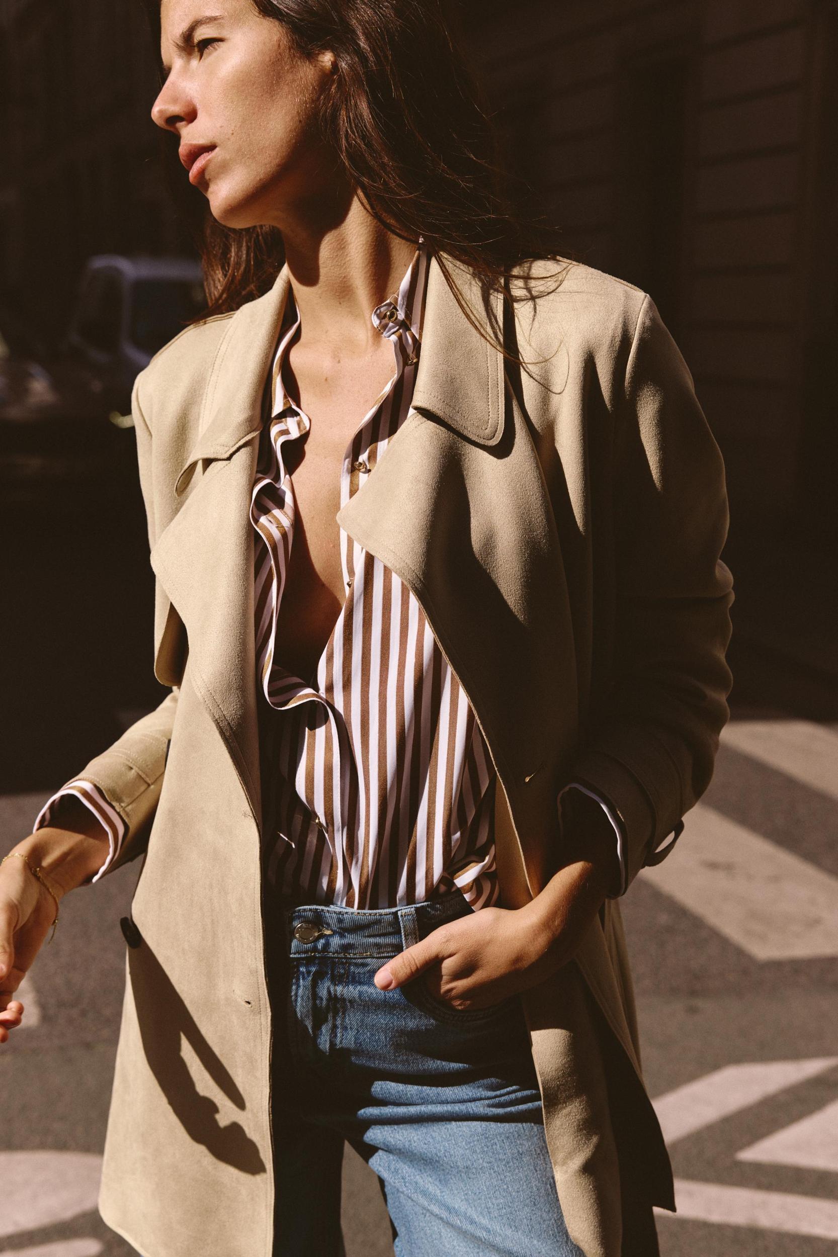 FAUX SUEDE TRENCH COAT Product Image