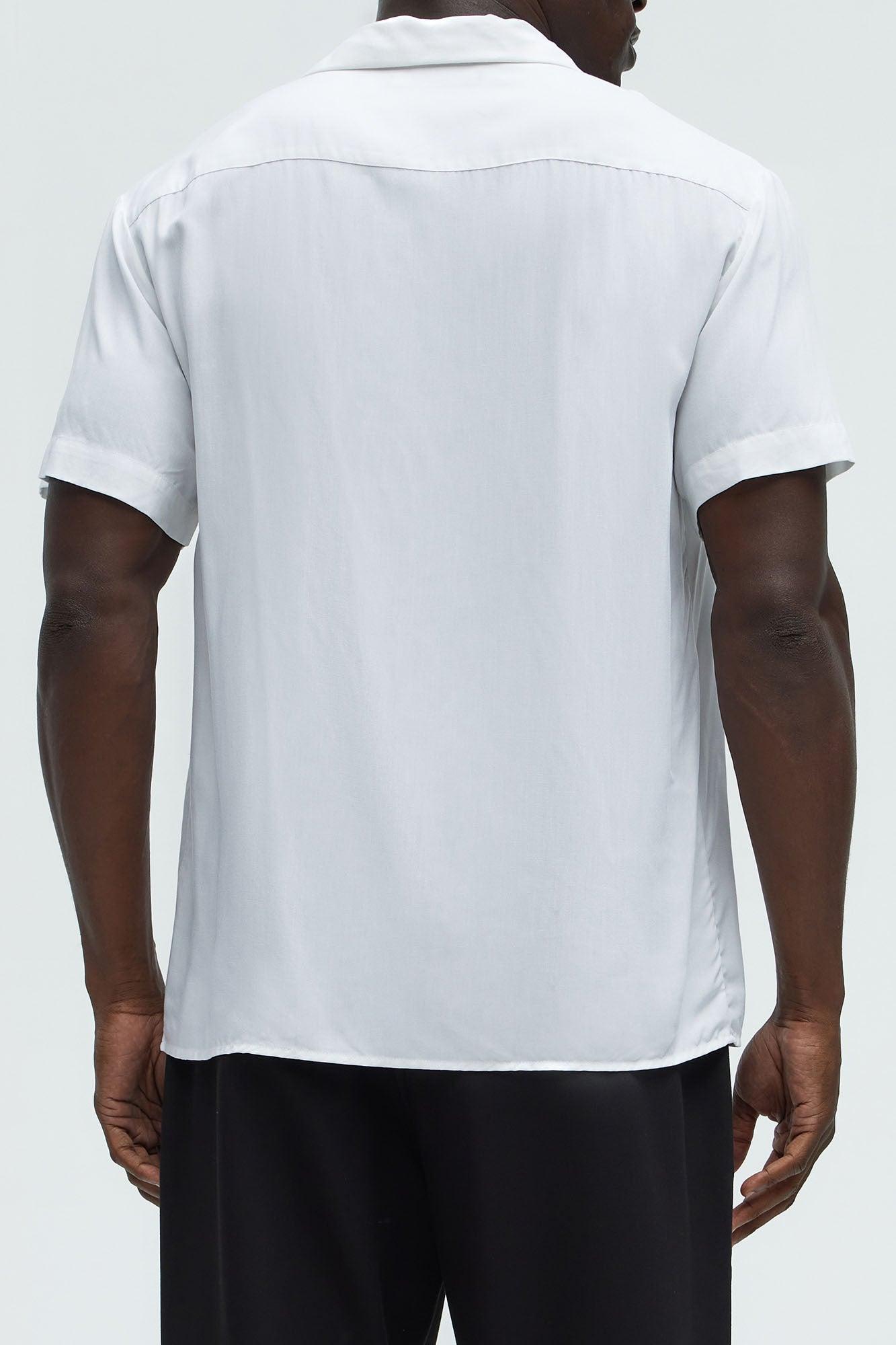 Dawson Relaxed Short Sleeve Cuban Collar Shirt - White Product Image