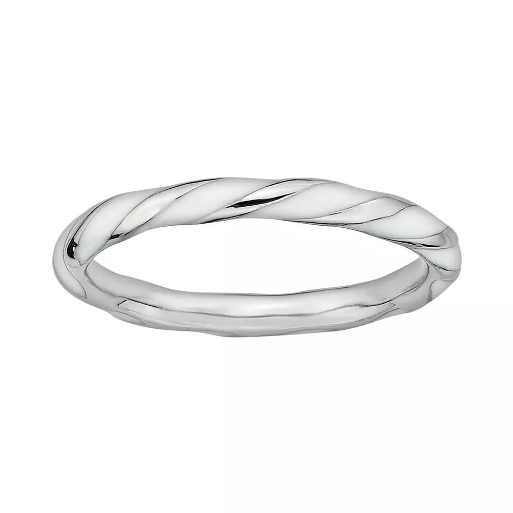 Stacks & Stones Sterling Silver White Enamel Twist Stack Ring, Women's,  Product Image