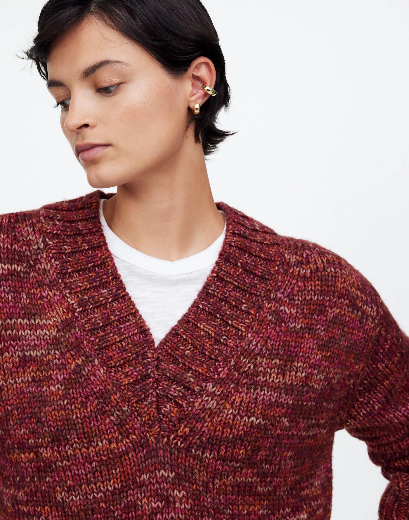 Spray-Dyed V-Neck Oversized Sweater Product Image