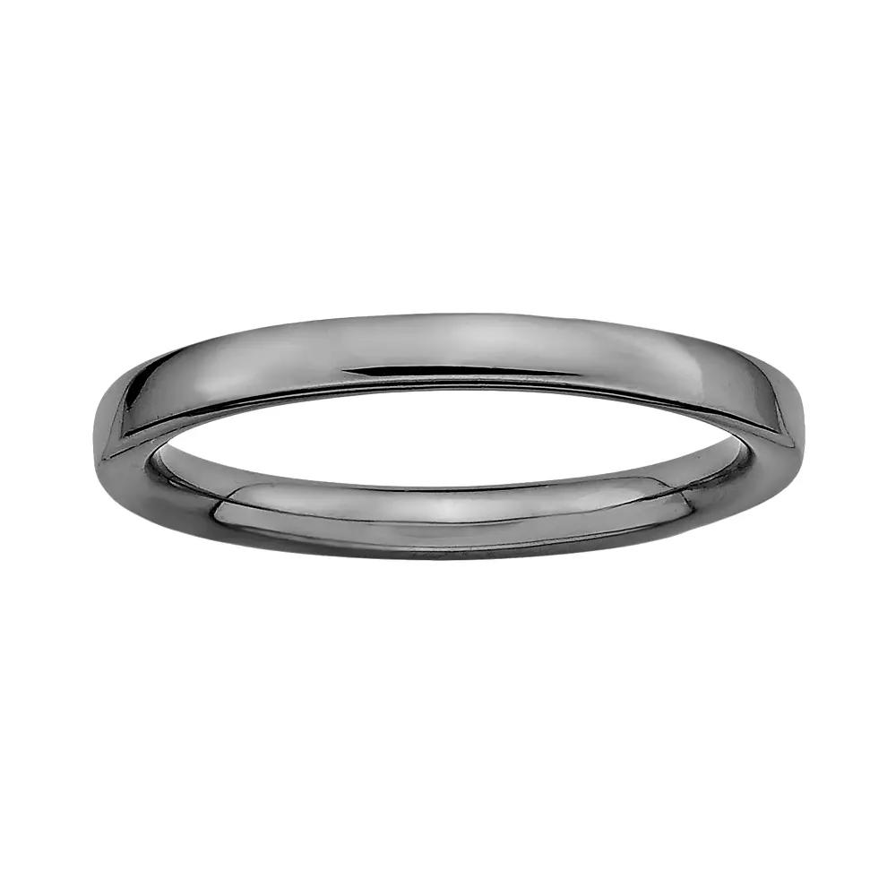 Stacks & Stones Ruthenium-Plated Sterling Silver Stack Ring, Women's, Size: 6, Black Product Image