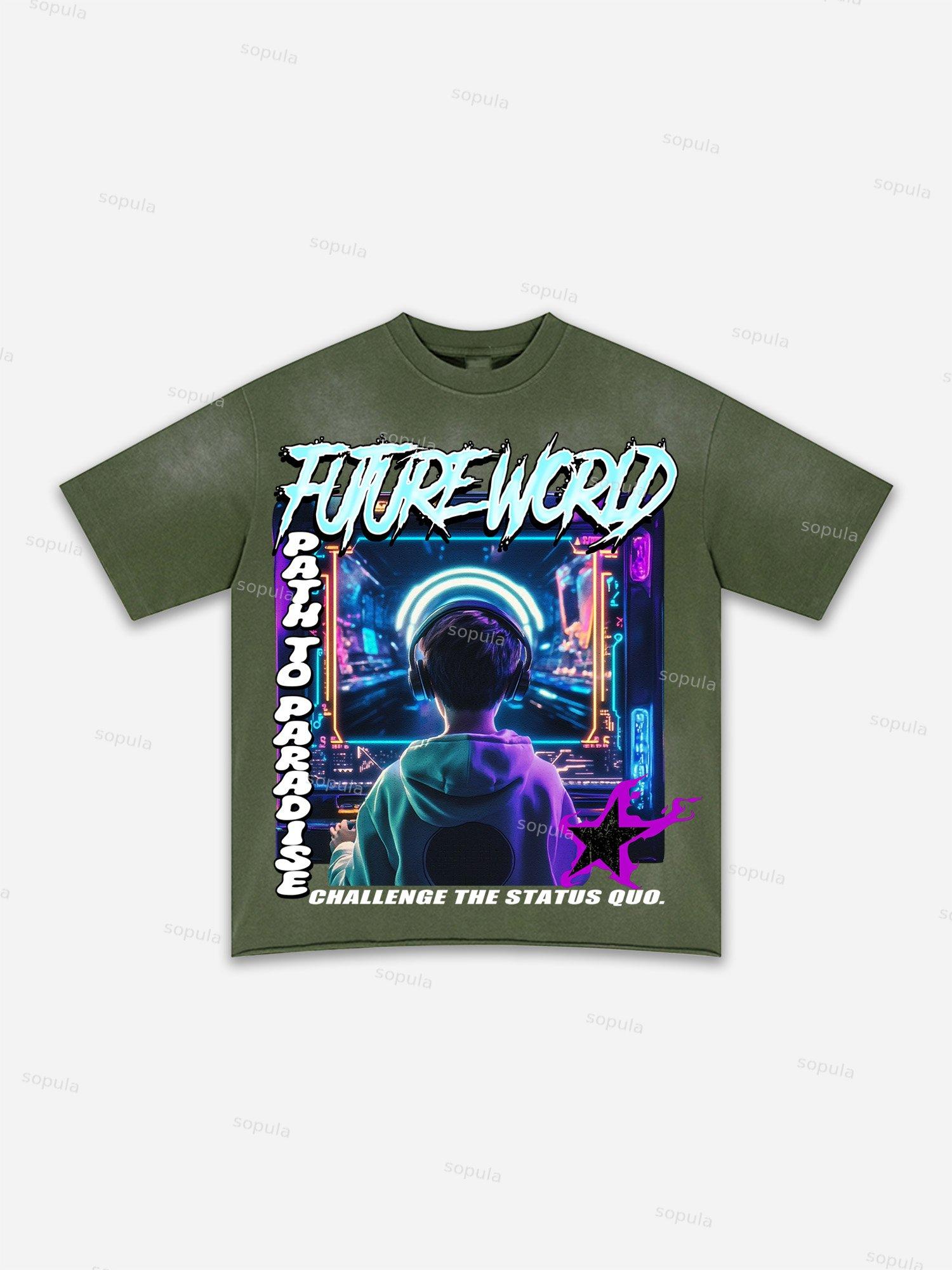 Street Goals Lip Braces Make Vintage Printed Graphic Washed T-shirt Product Image