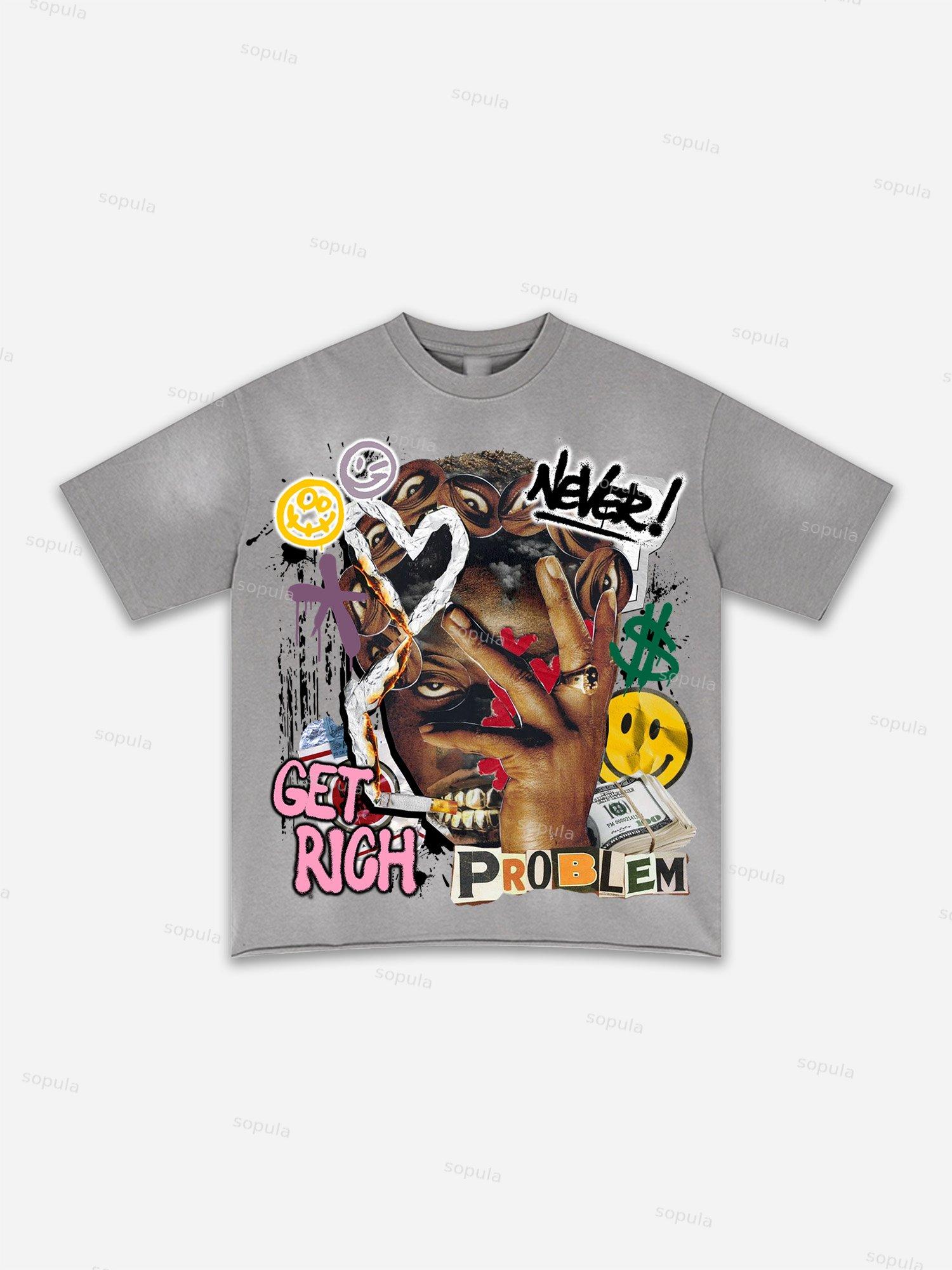 Street Goals Lip Braces Make Vintage Printed Graphic Washed T-shirt Product Image