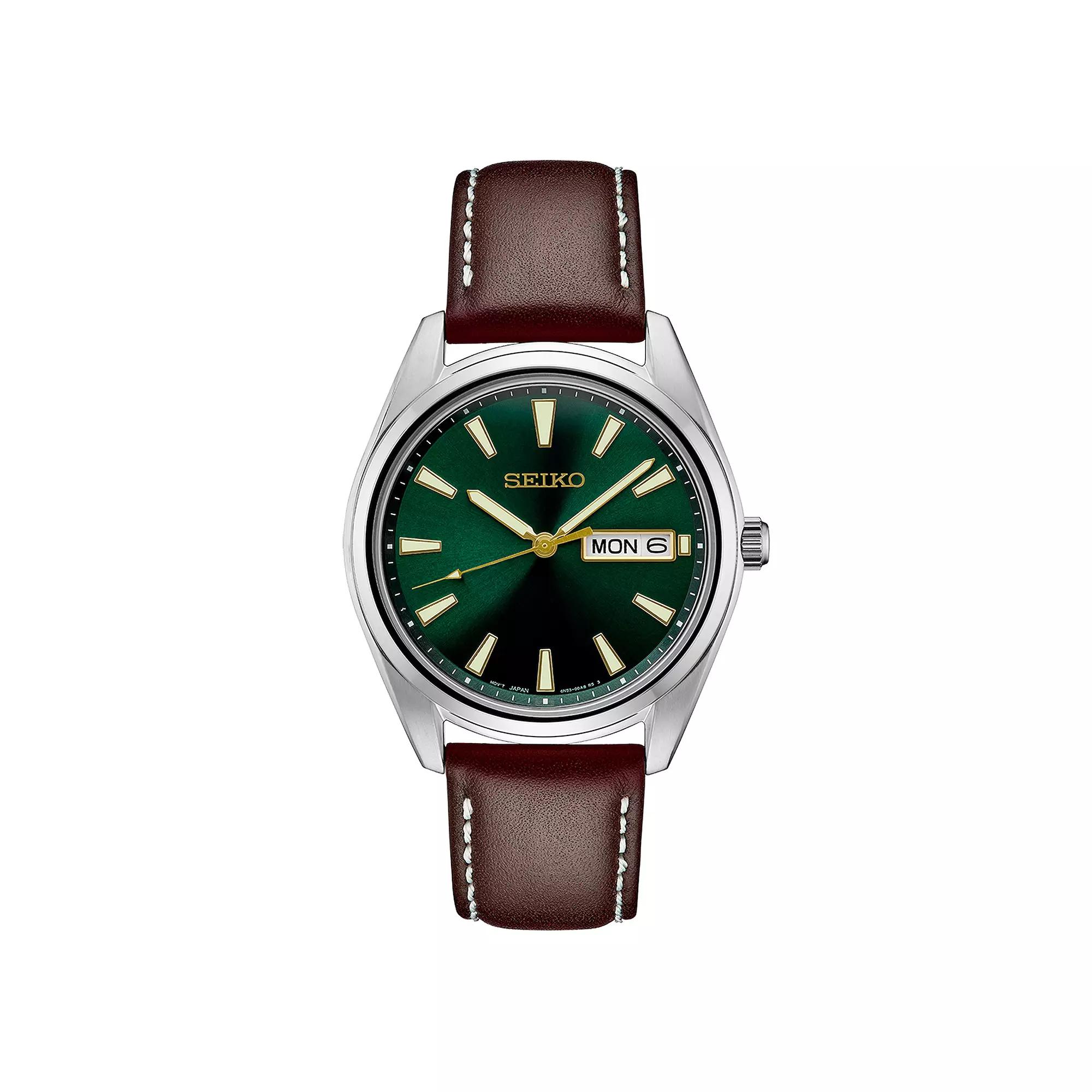 Seiko Mens Essential Stainless Steel Green Dial Watch - SUR449 Brown Product Image