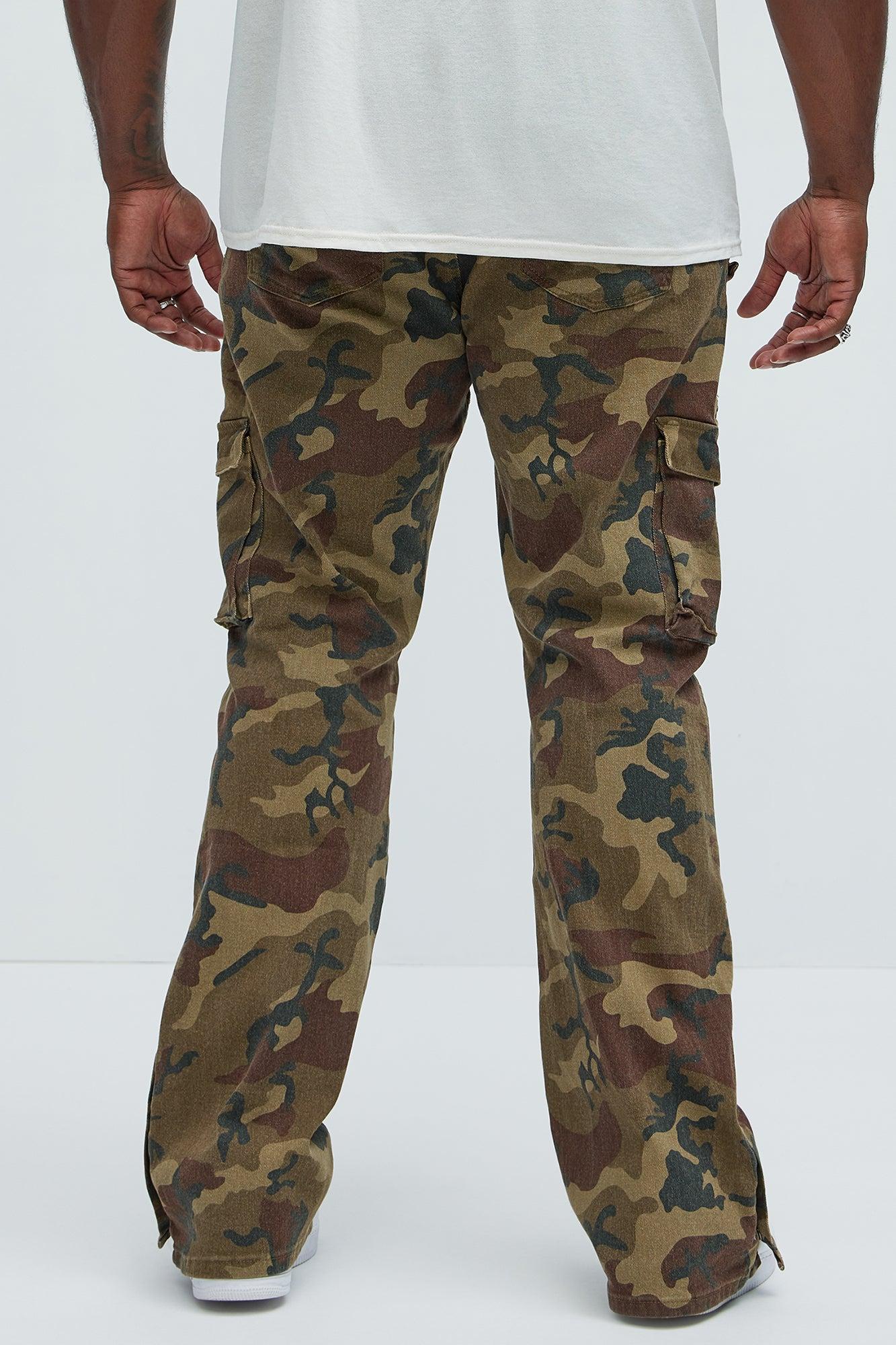 Snap At It Cargo Stacked Skinny Flare Pants - Camouflage Product Image