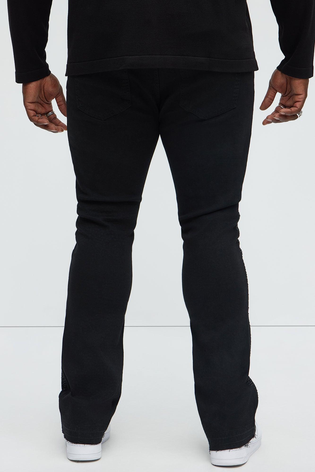 Stacked Skinny Flare On My Bling Distressed Jeans - Black Male Product Image