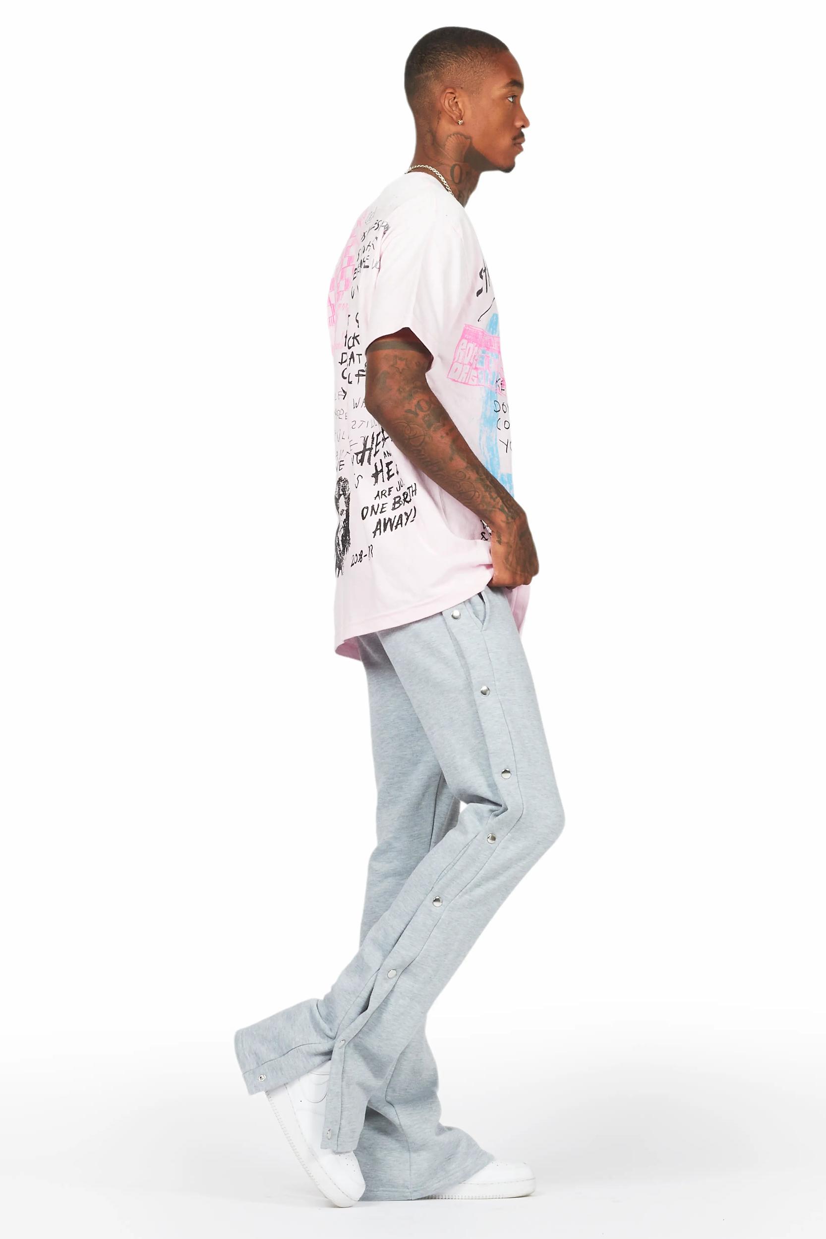 Alpine Heather Grey Baggy Snap Button Pant Male Product Image