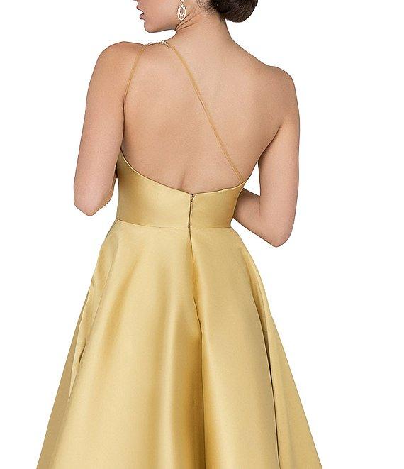 Terani Couture Sleeveless One Shoulder Beaded Strap Back Detail Ball Gown Product Image
