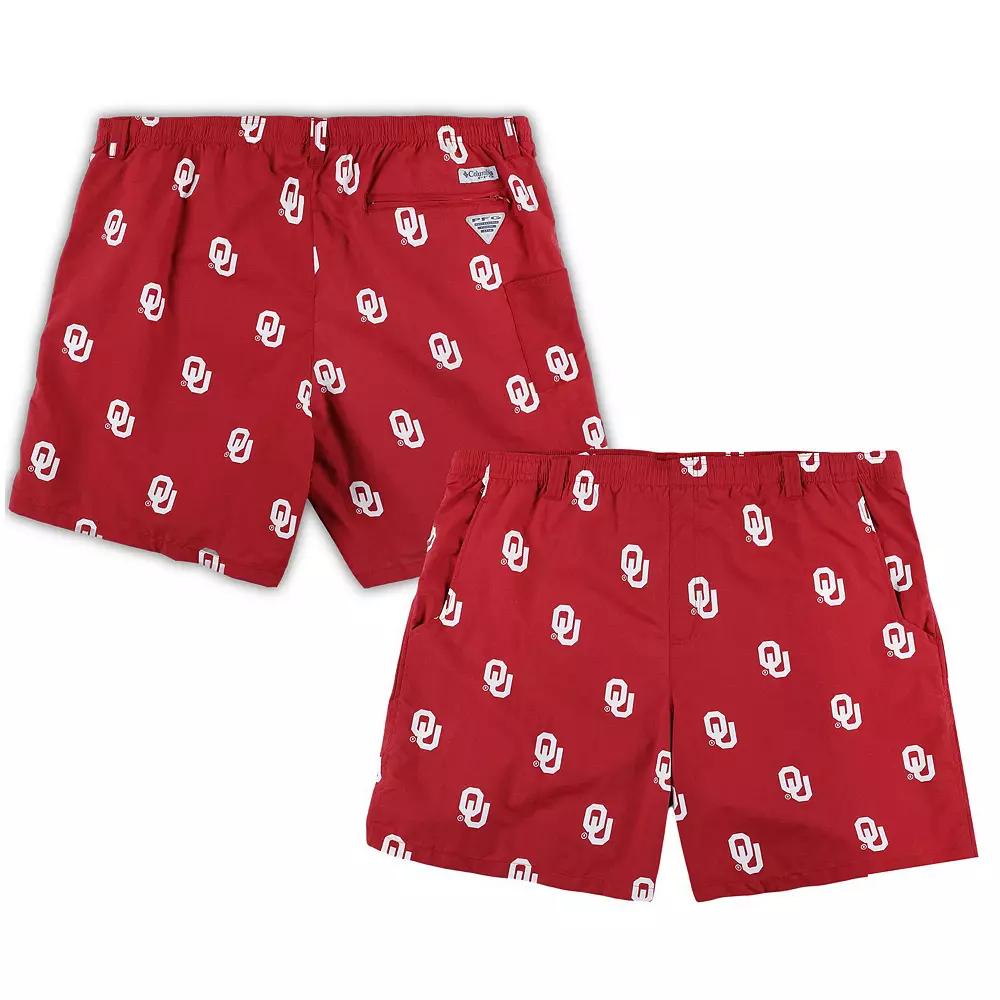 Men's Columbia Crimson Oklahoma Sooners Big & Tall Backcast II Allover Print Omni-Shade Shorts,  Product Image