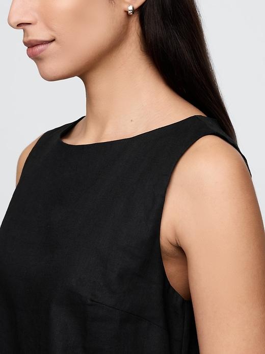 Linen-Blend Mini Shift Dress Product Image