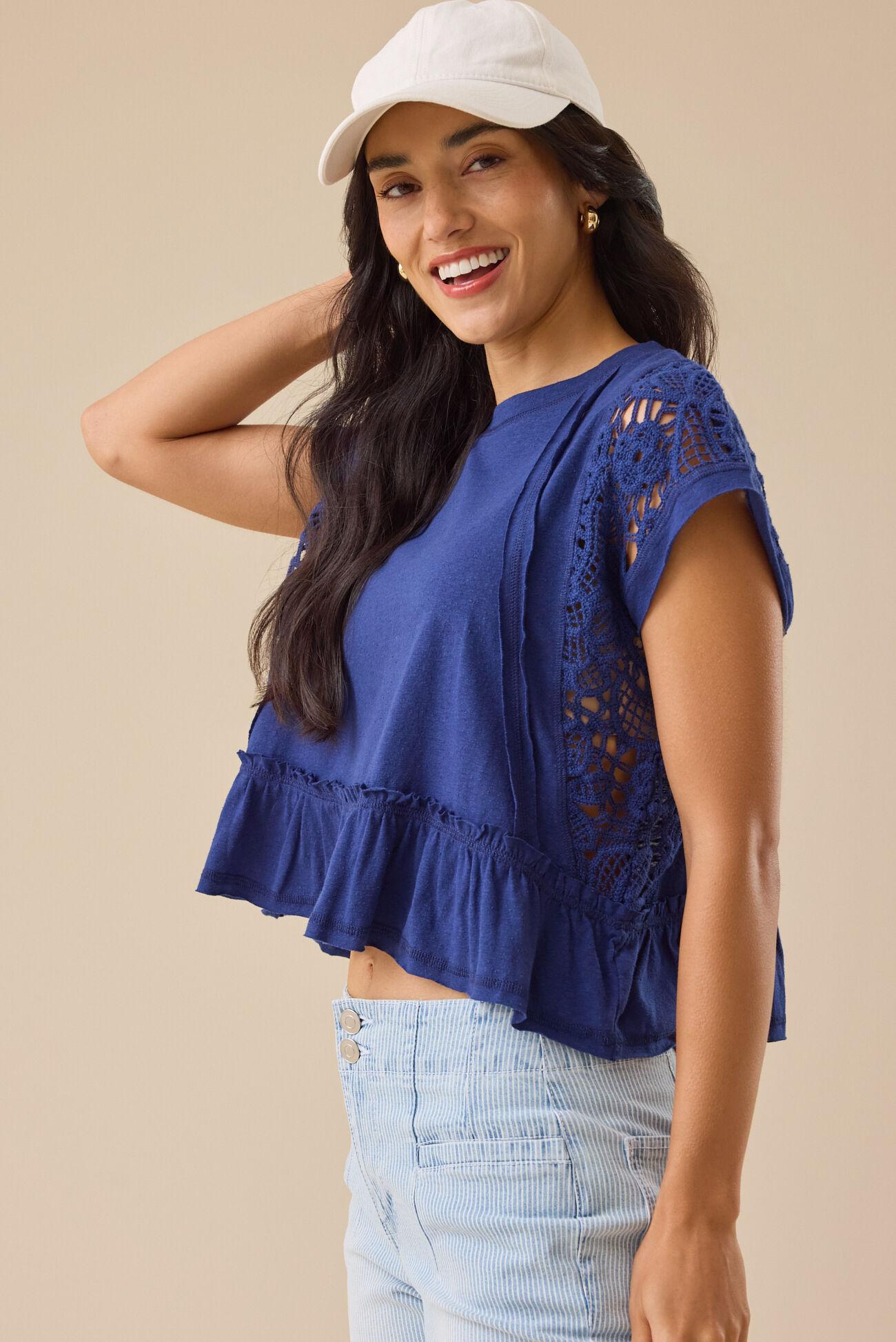 Micah Lace Peplum Top Product Image