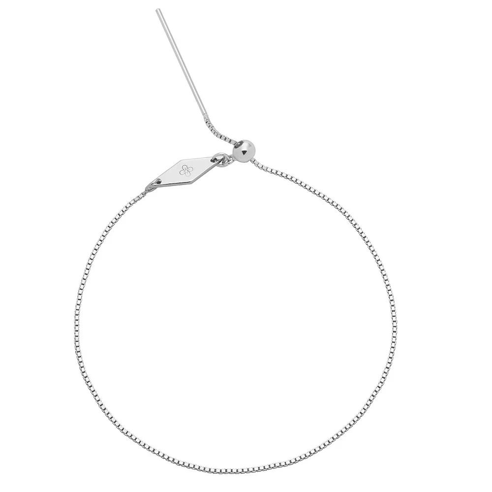 PRIMROSE Sterling Silver Adjustable Box Chain Sliding Bracelet, Women's Product Image