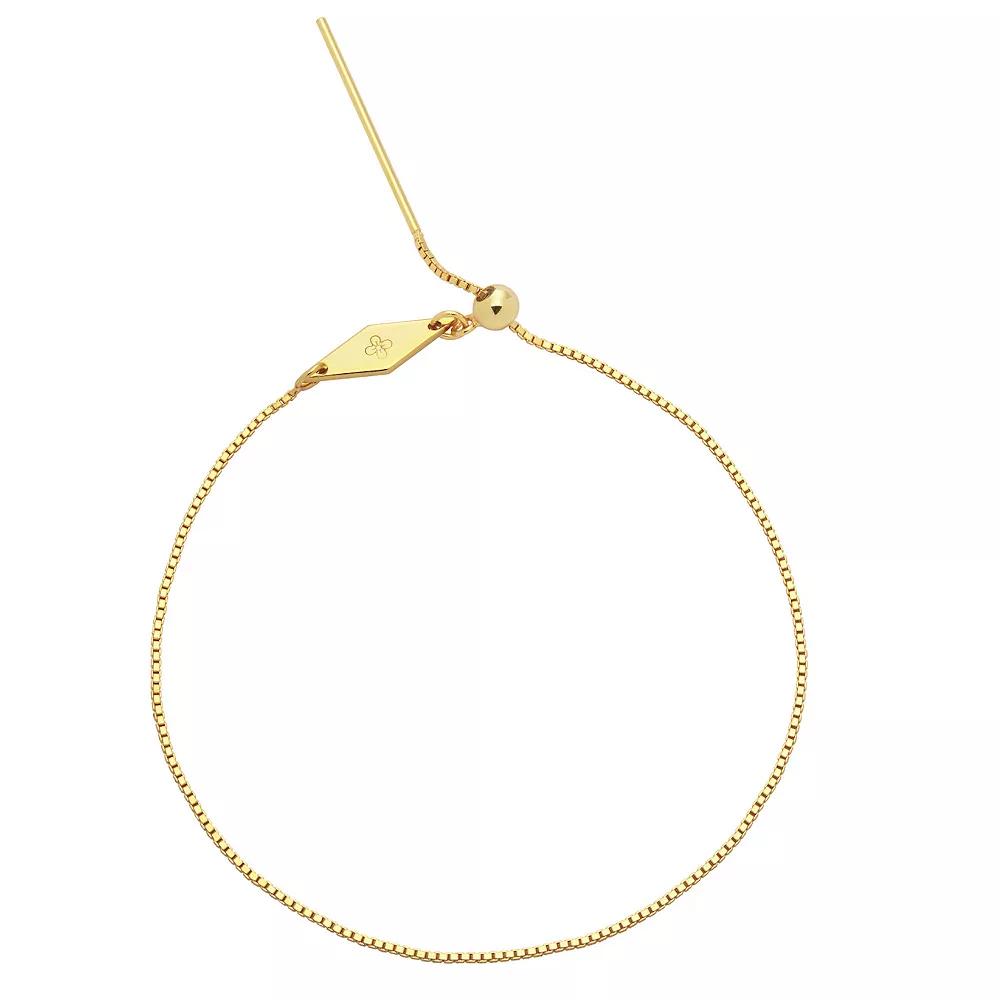 PRIMROSE Sterling Silver Adjustable Box Chain Sliding Bracelet, Women's, Yellow Gold Tone Product Image