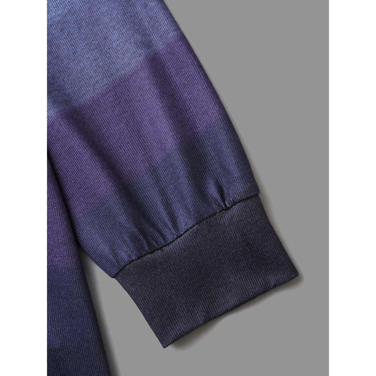 Plus Size Ombre Contrast Round Neck Sweatshirt Women Multicolor Casual Contrast Loose Round Neck Everyday Sweatshirts BloomChic 10/M Product Image