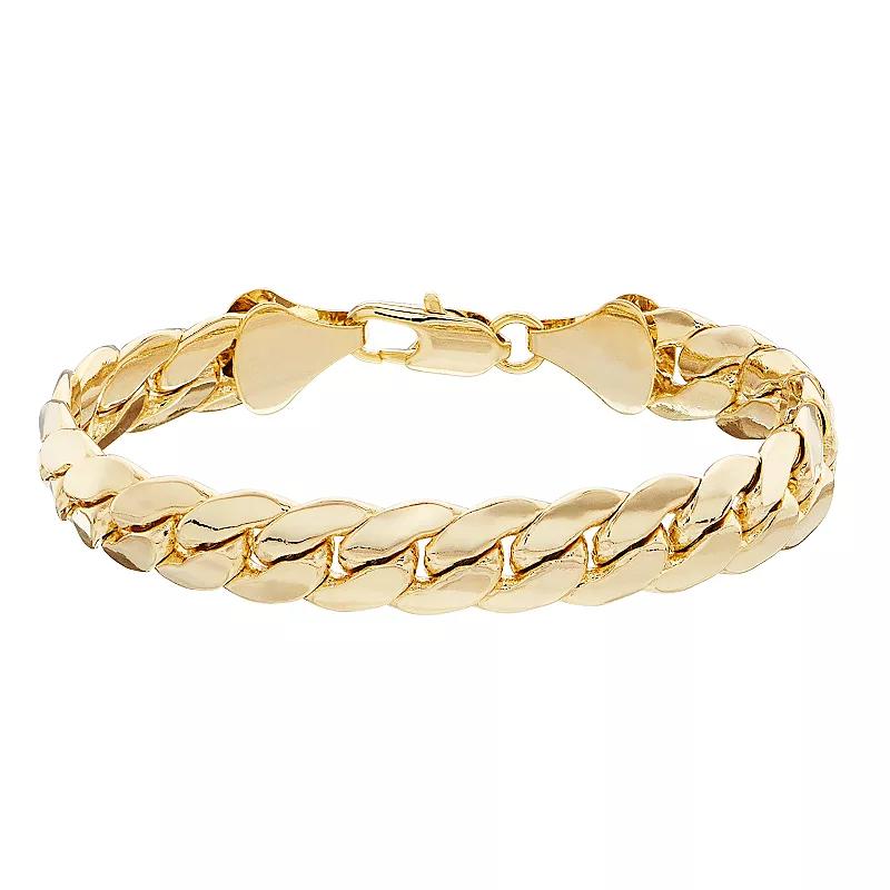 Men's 14K Gold over Brass Miami Cuban Chain Bracelet, Size: 9", Gold Tone Product Image