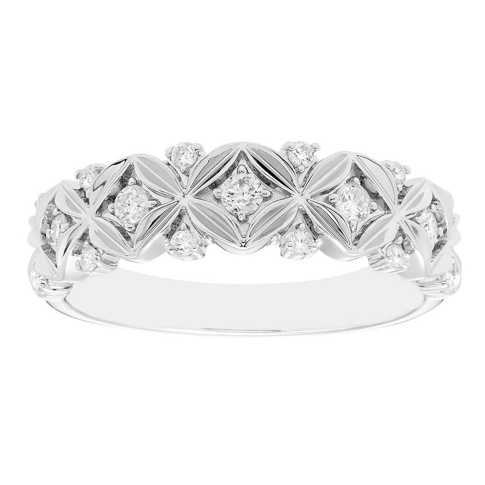 Boston Bay Diamonds Sterling Silver 1/5 Carat T.W. Diamond Flower Ring, Women's Product Image