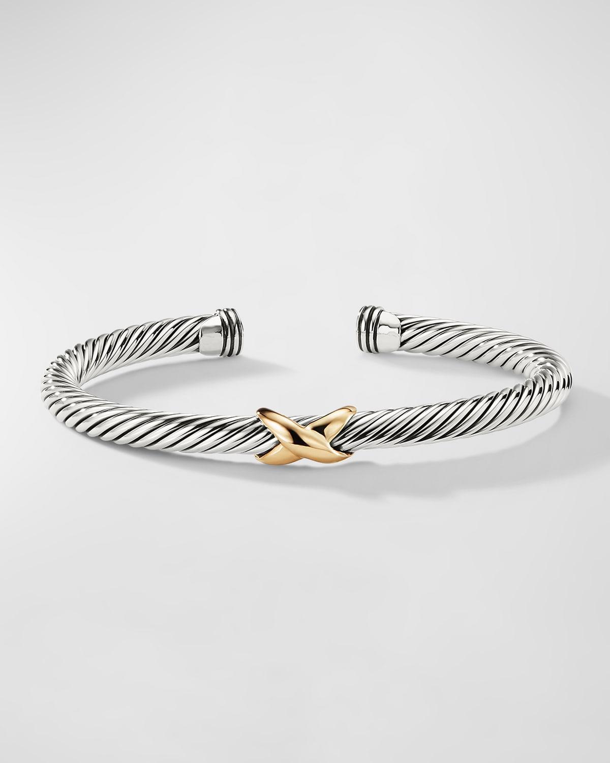 Cable Station Bracelet in Silver with 18K Gold, 4mm Product Image