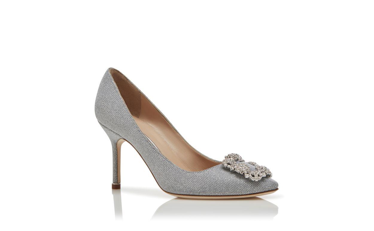 HANGISI GLITTER 90 Silver Glitter Fabric Jewel Buckle Pumps Product Image