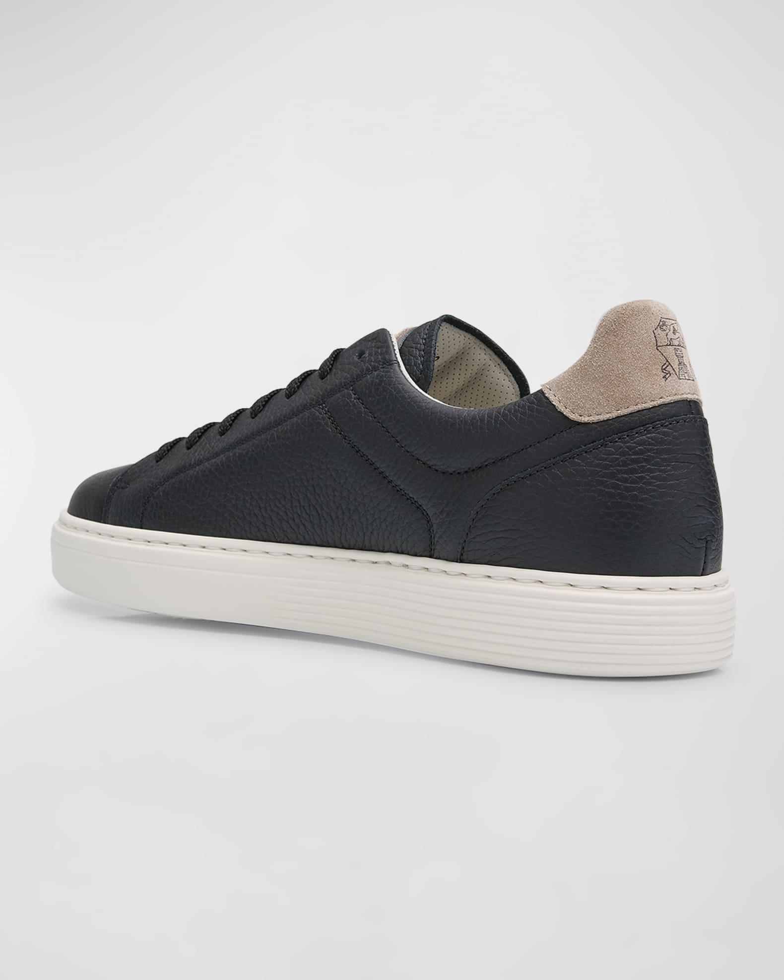 Men's Grained Calfskin Low-Top Sneakers Product Image