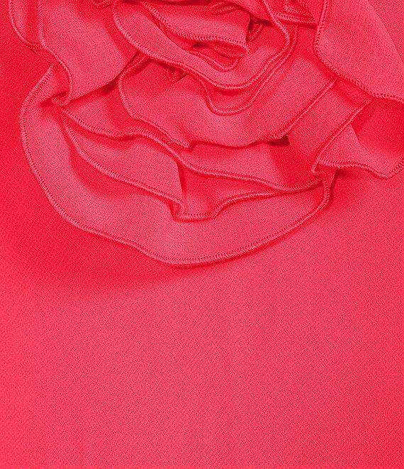 Gianni Bini Belle Rosette Sweetheart Neck Sleeveless Ruffle Chiffon Mini Dress Product Image