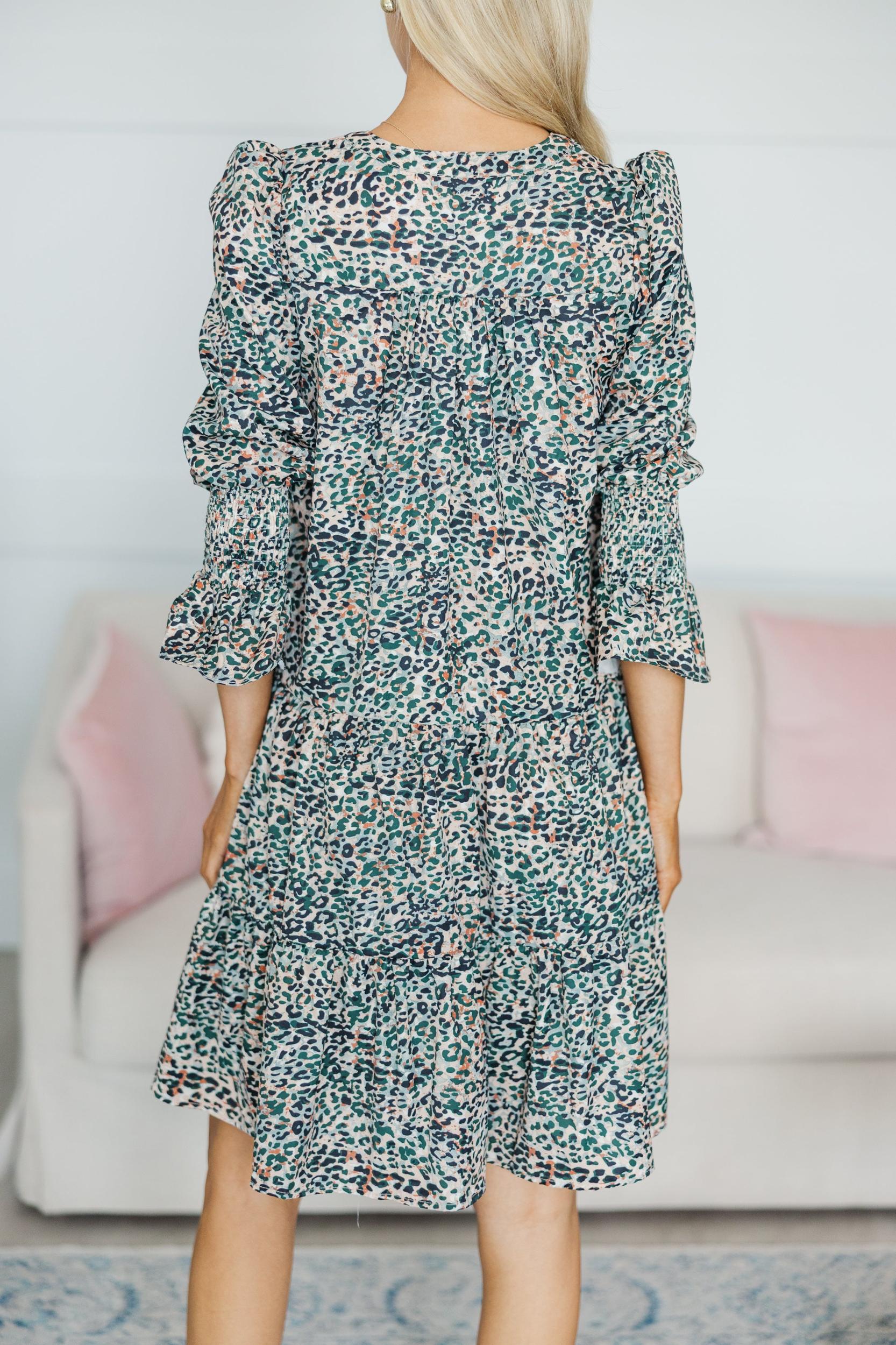 NURSING COLLECTION: In Your Happy Place Olive Green Leopard Dress Female Product Image